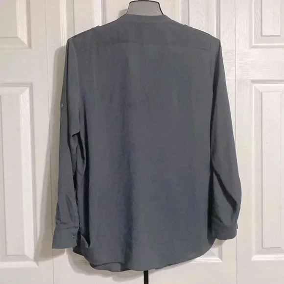Calvin Klein gray button down blouse top shirt size XL - Picture 11 of 15